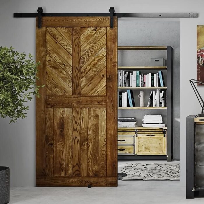 Houten schuifdeur Eiken Chevron onbehandeld