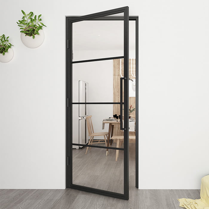 Maatwerk stalen scharnierdeur Smartline 4 vakken helder glas