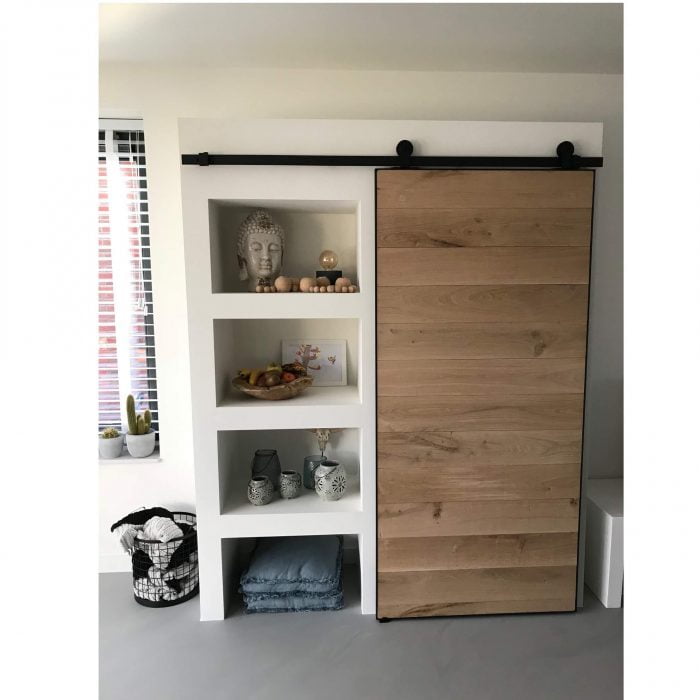 Maatwerk Schuifdeur Eiken met Stalen Rand