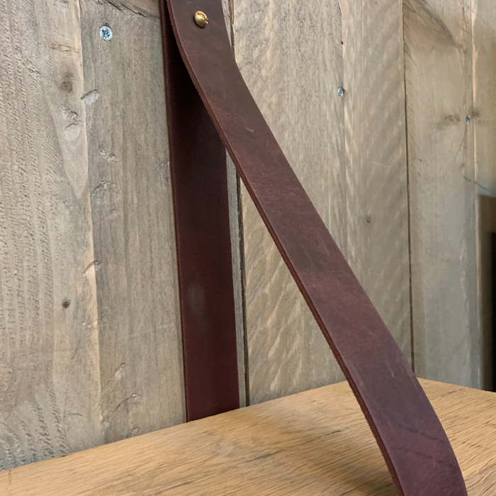 Set Leren Plankdragers Vintaged Used Aubergine