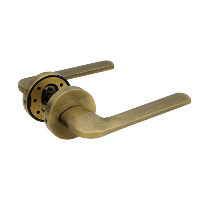 Deurklink Sofia met rond rozet antiek messing