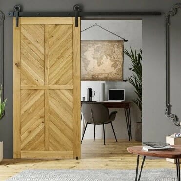 Houten schuifdeur Eiken Chevron Line onbehandeld maatwerk