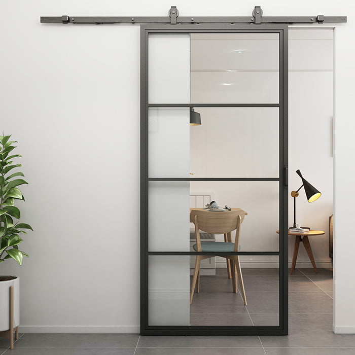 Stalen schuifdeur Smartline 4-vaks helder glas 203,5 x 92,0cm