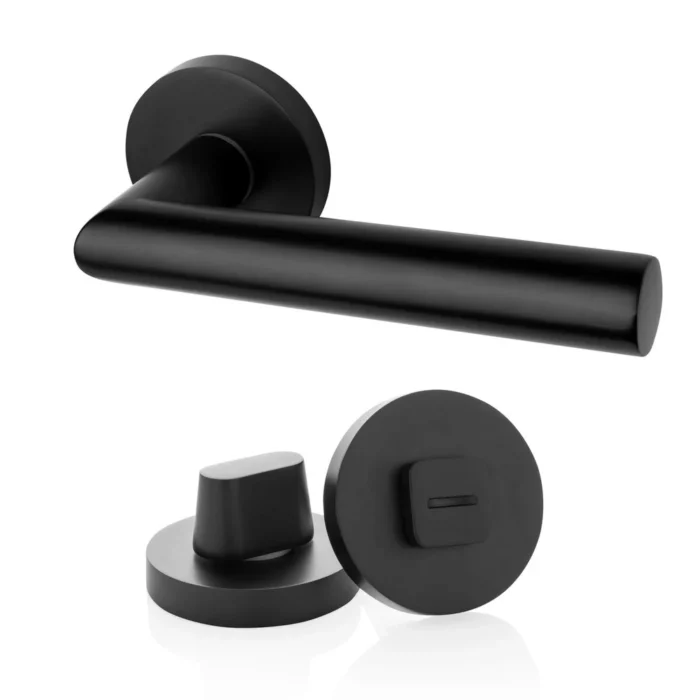 Modern geveerde ronde deurklink met WC slot