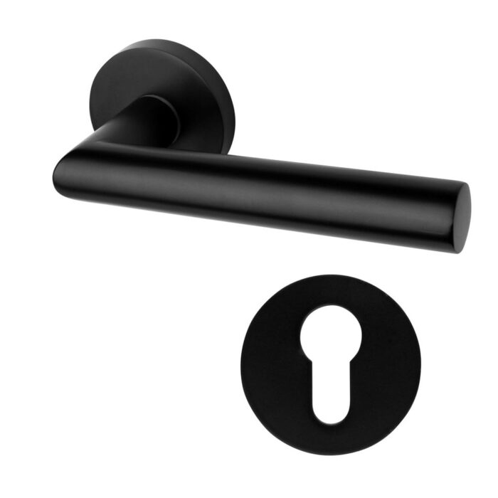 Mooi Deurbeslag - Moderne geveerde deurklink met ronde cilinderrozetten