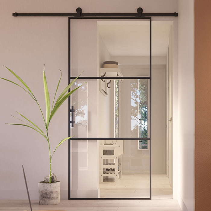 Stalen schuifdeur SLIMLINE helder glas 3 vaks maatwerk