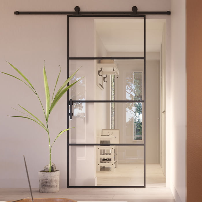 Stalen schuifdeur SLIMLINE helder glas 4 vaks maatwerk
