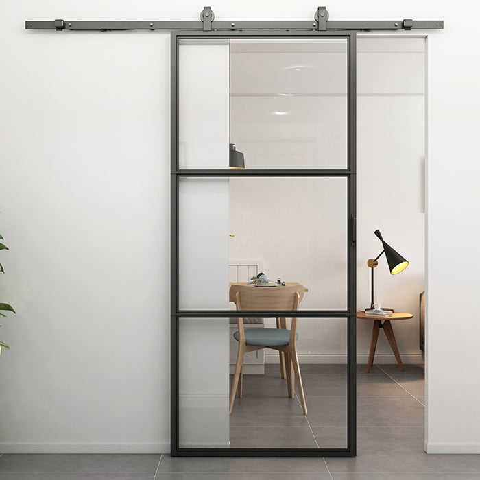 Stalen schuifdeur Smartline 3-vaks helder glas 235x100