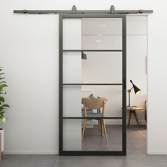 Stalen schuifdeur Smartline 4-vaks helder glas