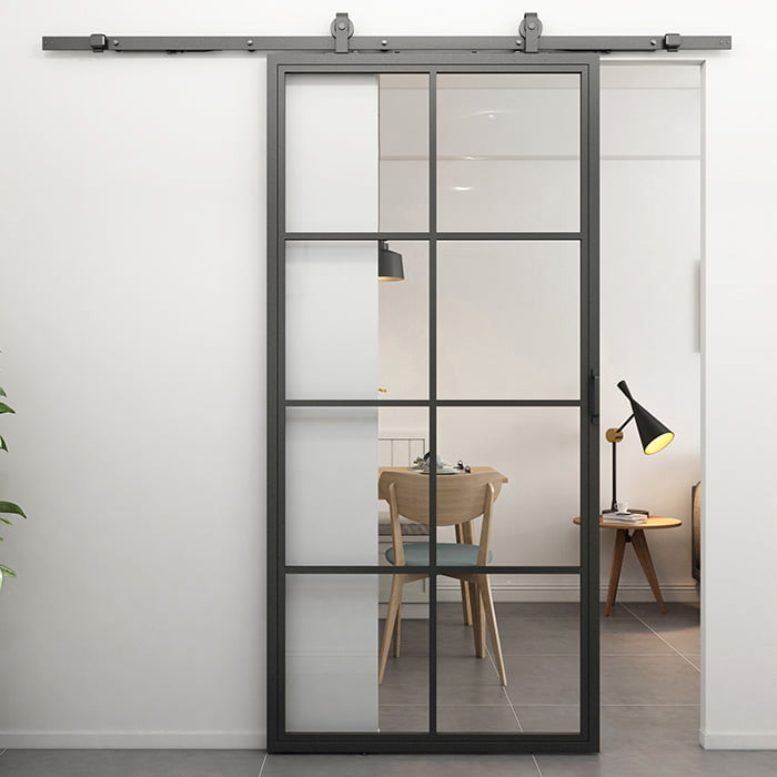 Maatwerk stalen schuifdeur Smartline 8-vaks helder glas