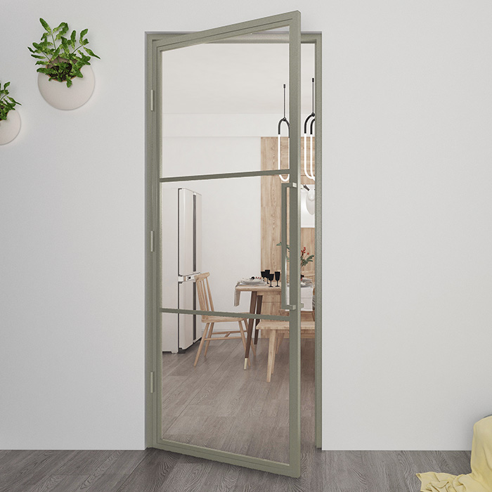 Maatwerk stalen scharnierdeur Colorline 3 vakken linksdraaiend kiezel grijs