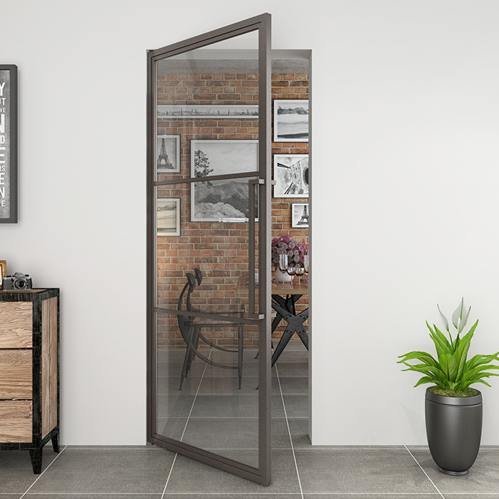 Maatwerk stalen taatsdeur Colorline 3 vakken grijs bruin