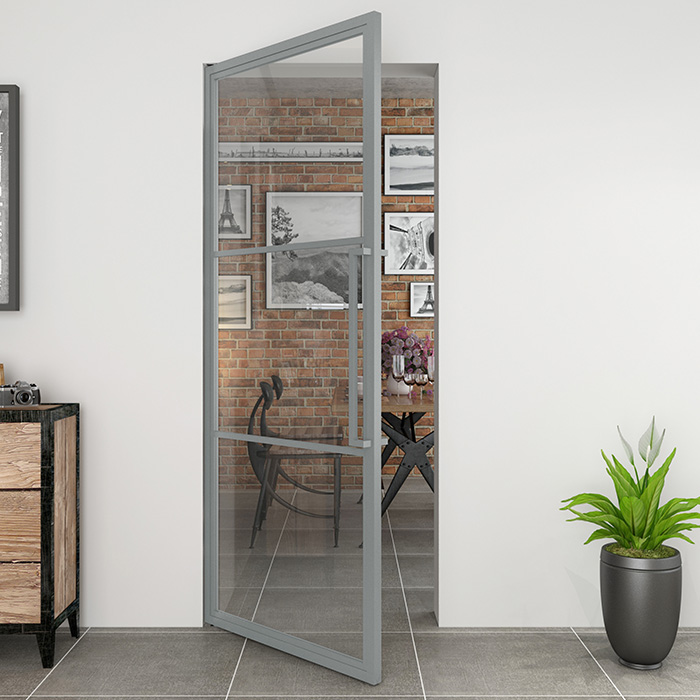 Maatwerk stalen taatsdeur Colorline 3 vakken venster grijs