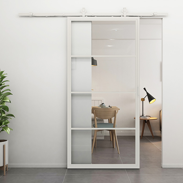 Maatwerk stalen schuifdeur Colorline 4 vakken zuiver wit