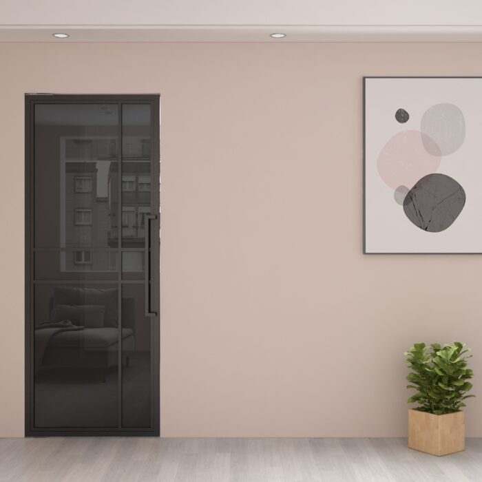 Maatwerk stalen taatsdeur Smartline 6-vaks asymmetrisch rookglas