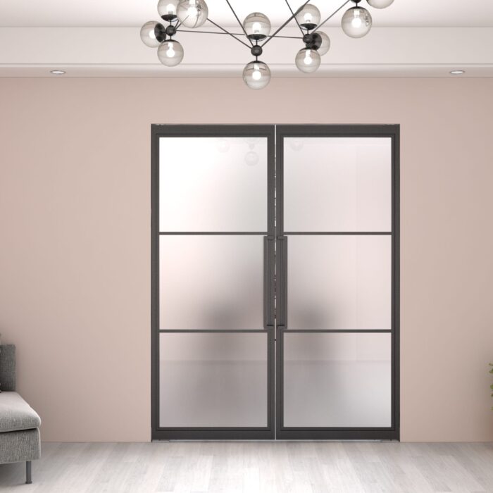 Maatwerk dubbele stalen taatsdeur Smartline mat glas